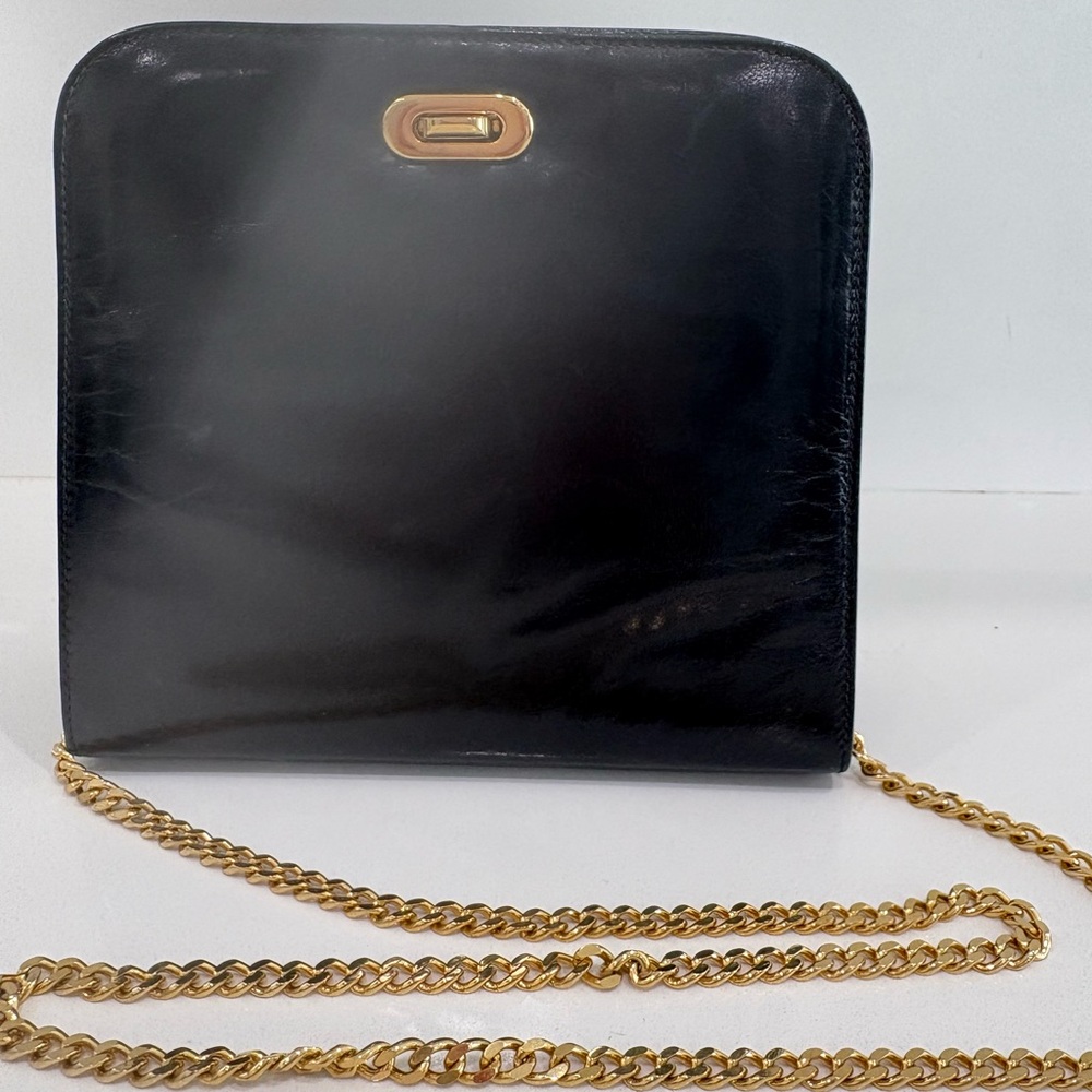 Vintage Zenith Navy Clutch Purse | Gold Chain & Hardware